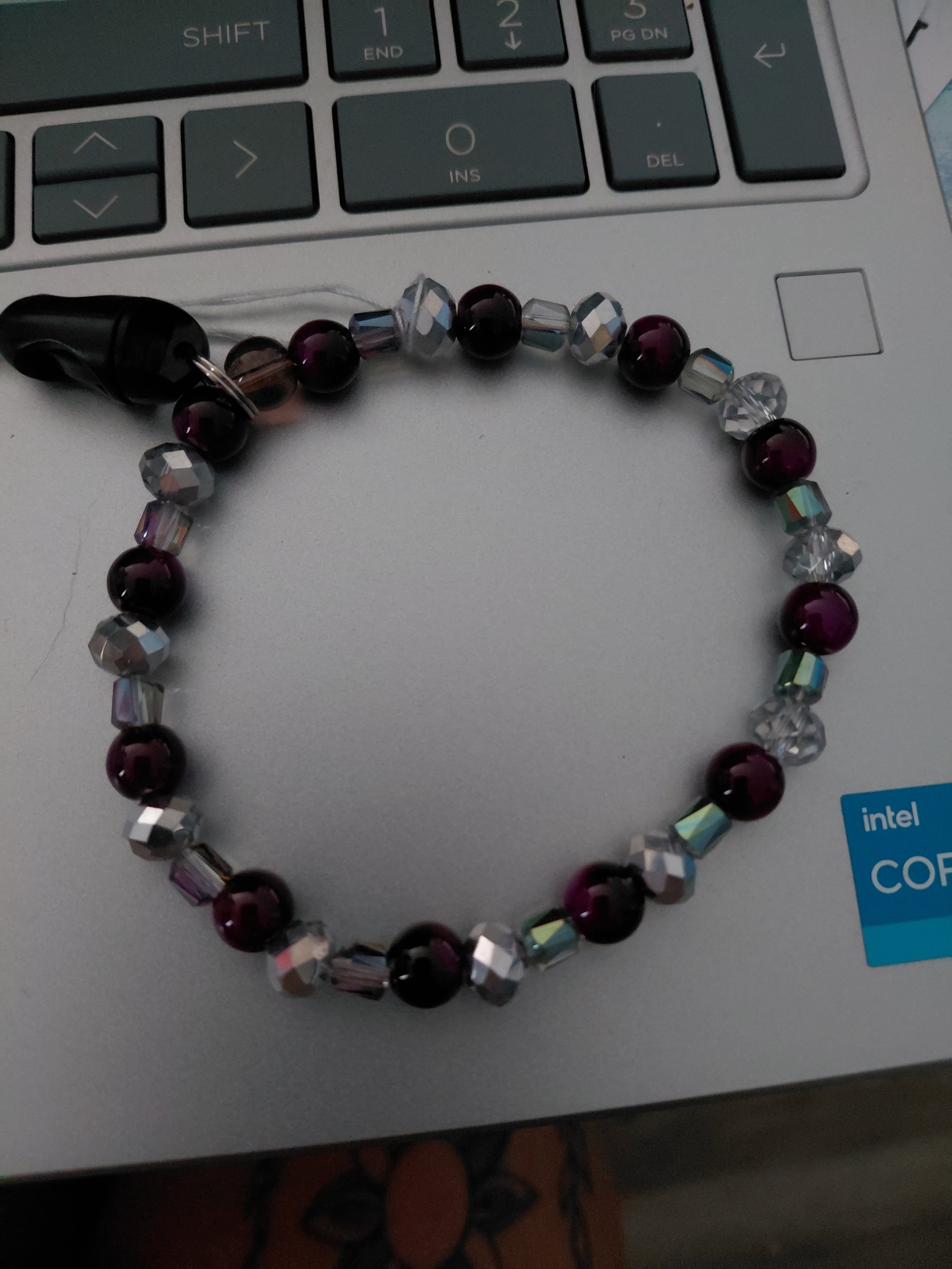 Plum & Crystal Beaded Phone Wristlet – original photo