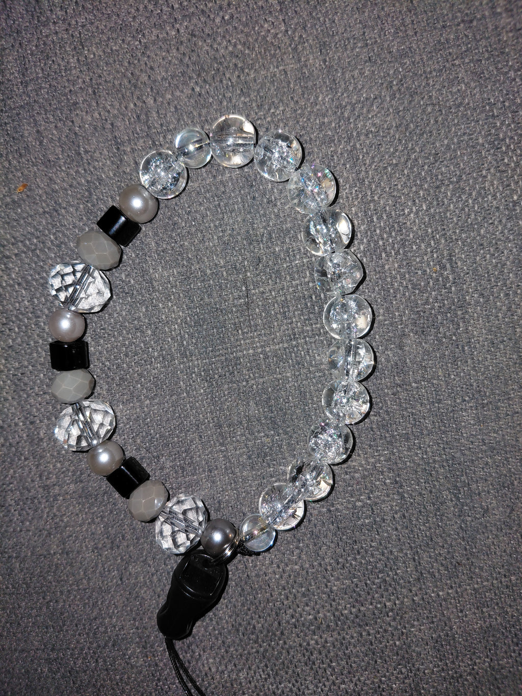 Crystal Pearl & Black Cube Beaded Phone Wristlet