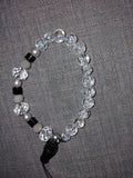 Crystal Pearl & Black Cube Beaded Phone Wristlet