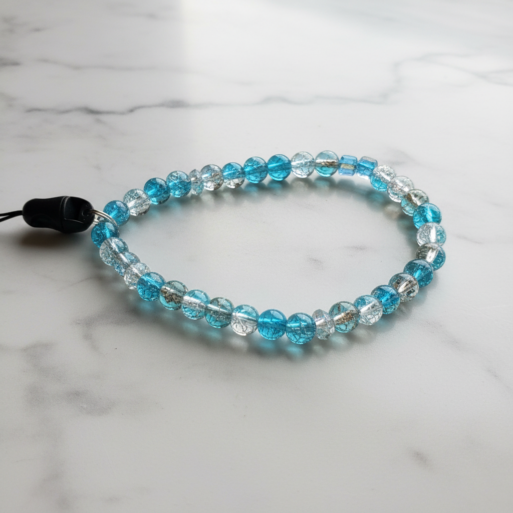Aqua Crystal Mix Beaded Phone Wristlet