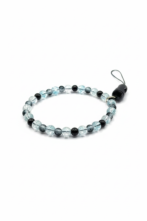 Black & Clear Crackle Beaded Phone Wristlet