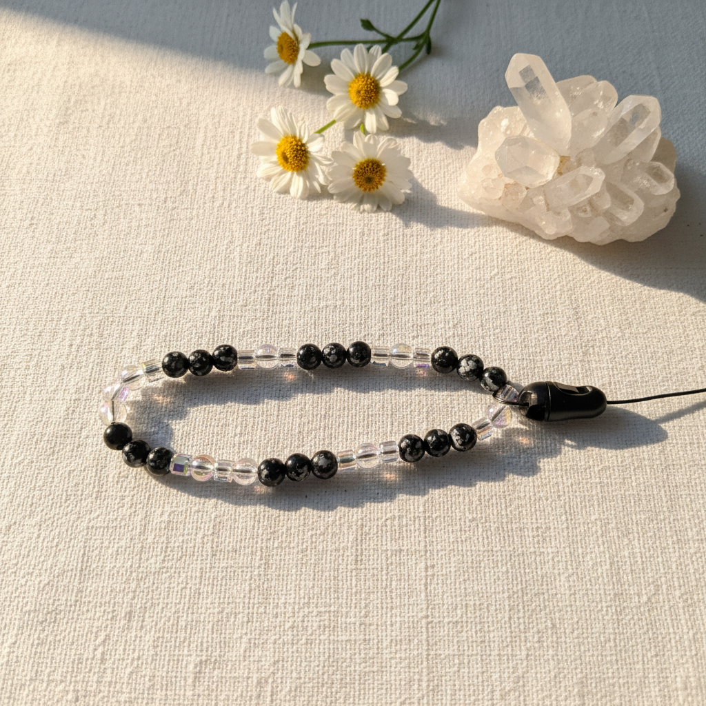 Black Onyx & Crystal - Bright Linen Flat Lay