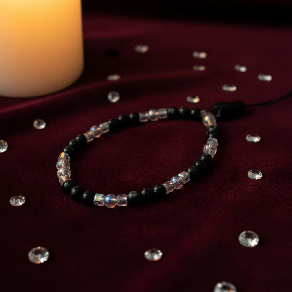 Black Onyx & Crystal - Burgundy Velvet Flat Lay