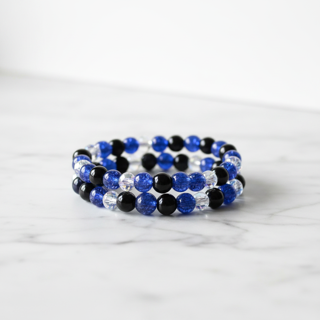 Blue Crystal Mix Beaded Phone Wristlet