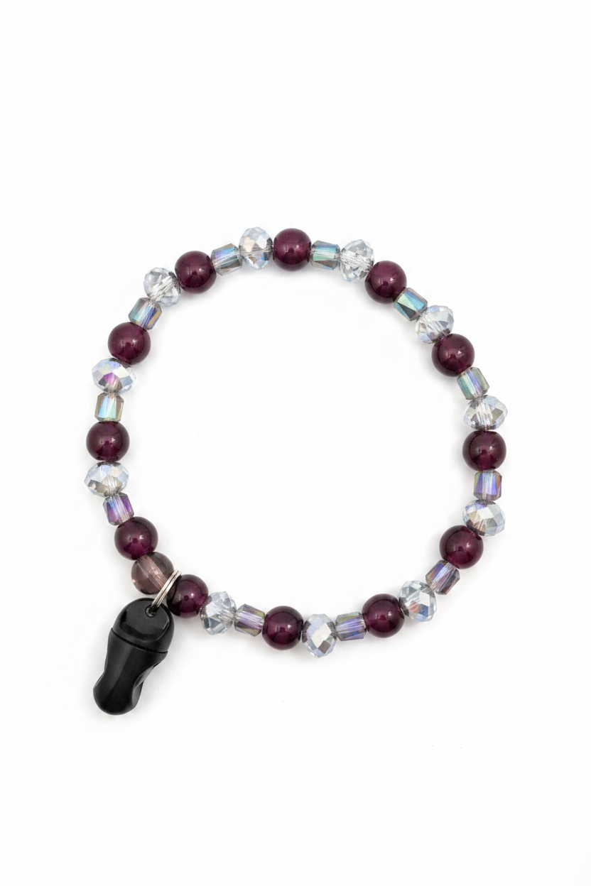 Burgundy & Crystal Beaded Wristlet – White Background