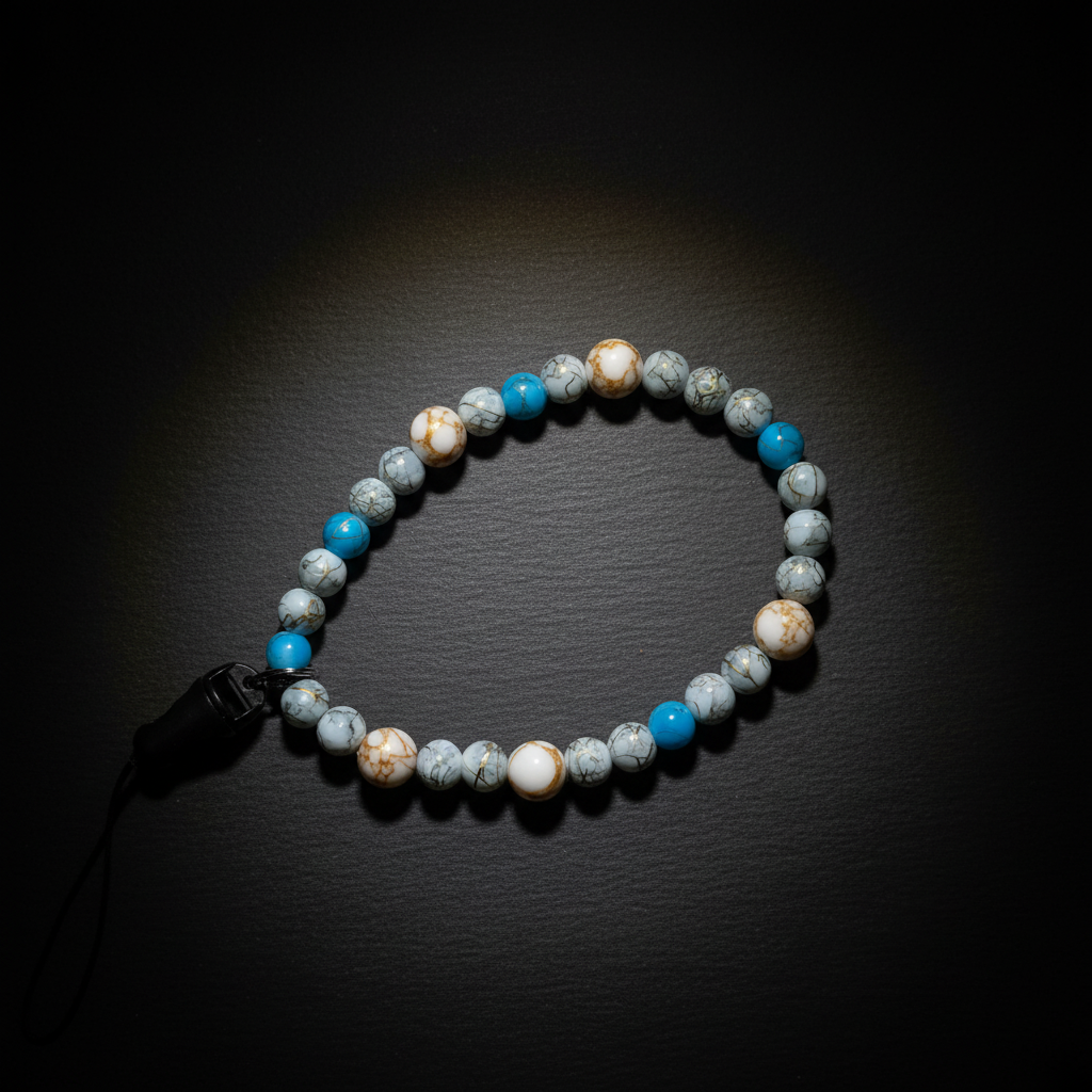 Marble & Turquoise Beaded Phone Wristlet