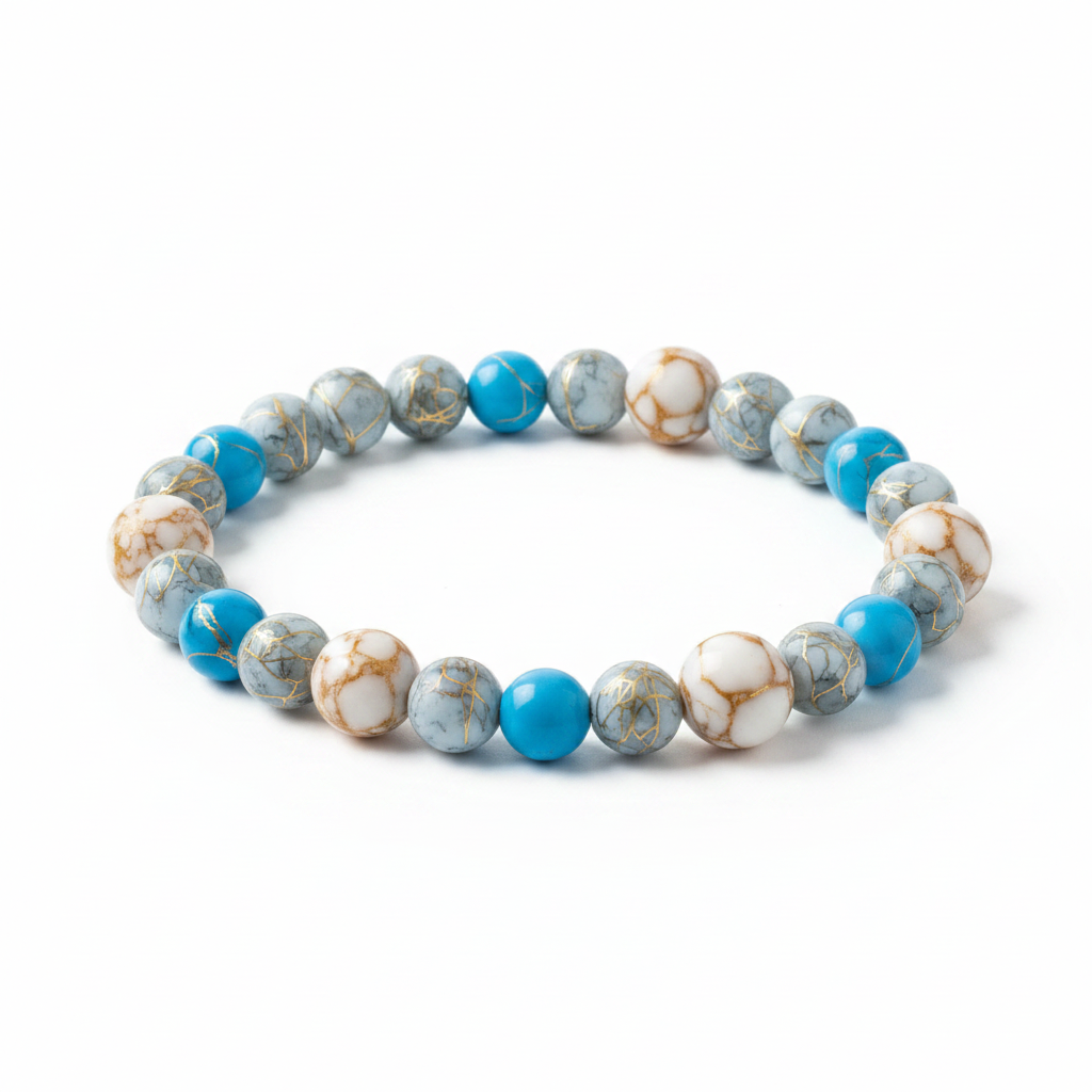 Marble & Turquoise Beaded Phone Wristlet