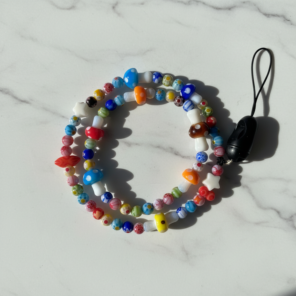 Mushroom Magic Beaded Phone Wristlet