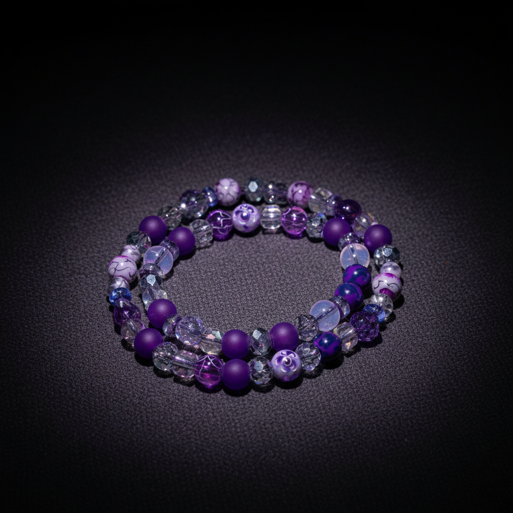Purple Crystal Mix Wristlet - Dark Moody