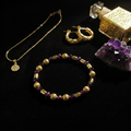 Purple & Gold Crystal Beaded Phone Wristlet