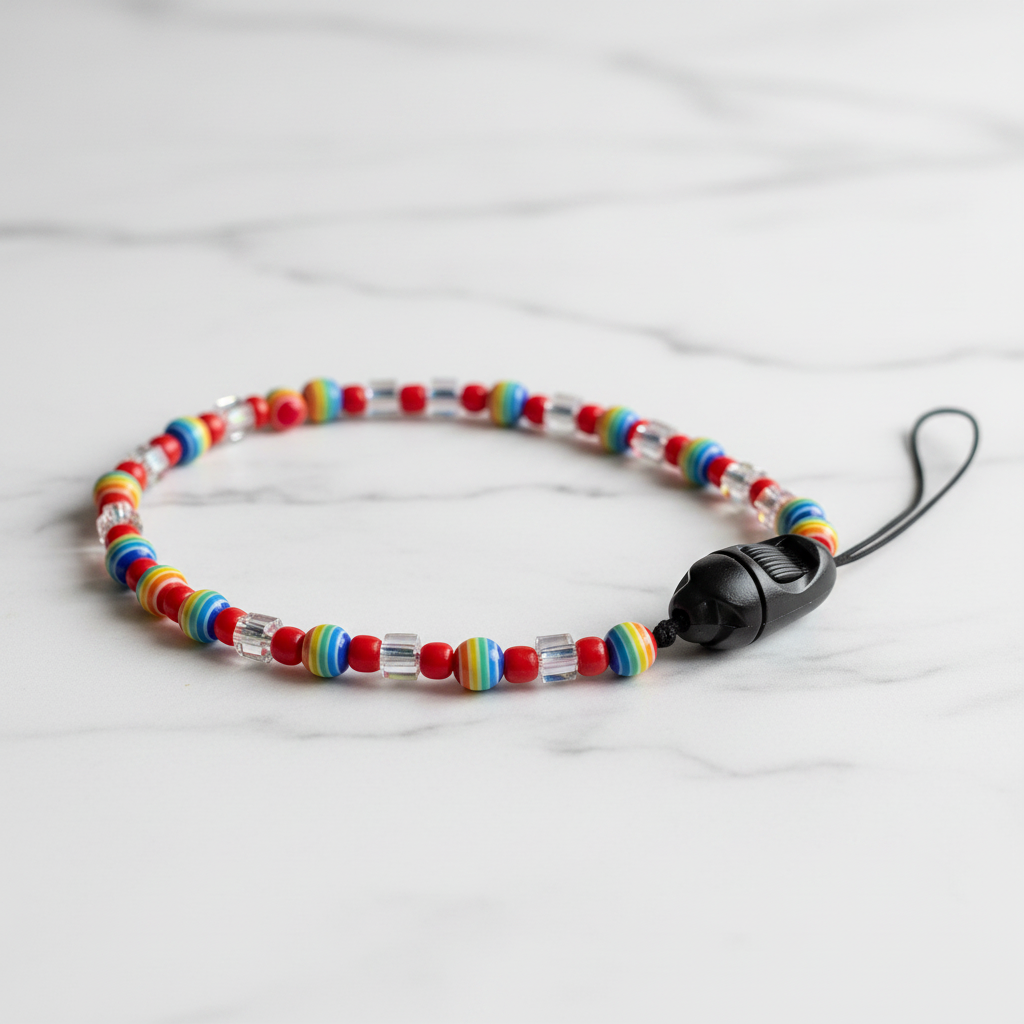 Rainbow Wristlet Flat Lay