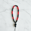 Red & Black Beaded Phone Wristlet