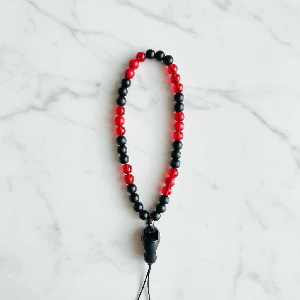 Red & Black Beaded Phone Wristlet