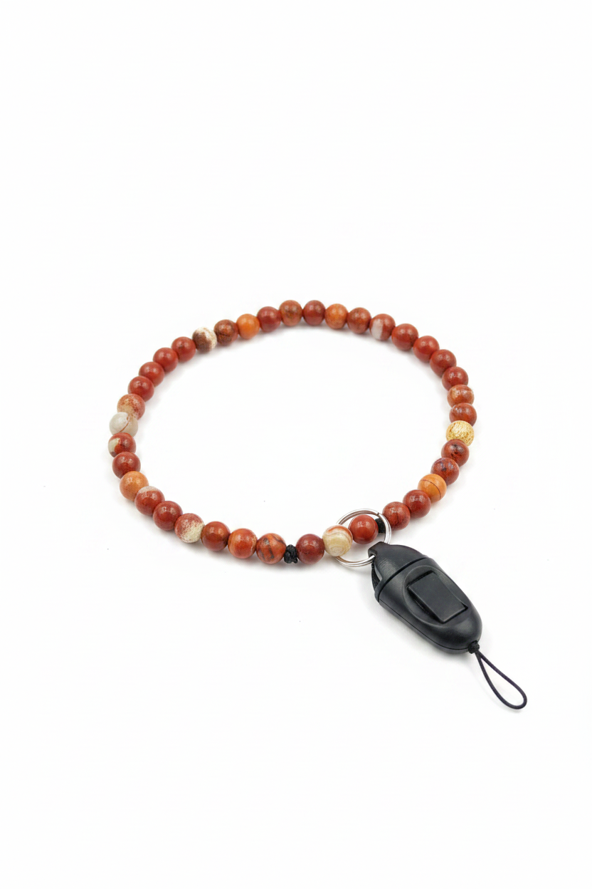 Red Carnelian & Agate Beaded Phone Wristlet