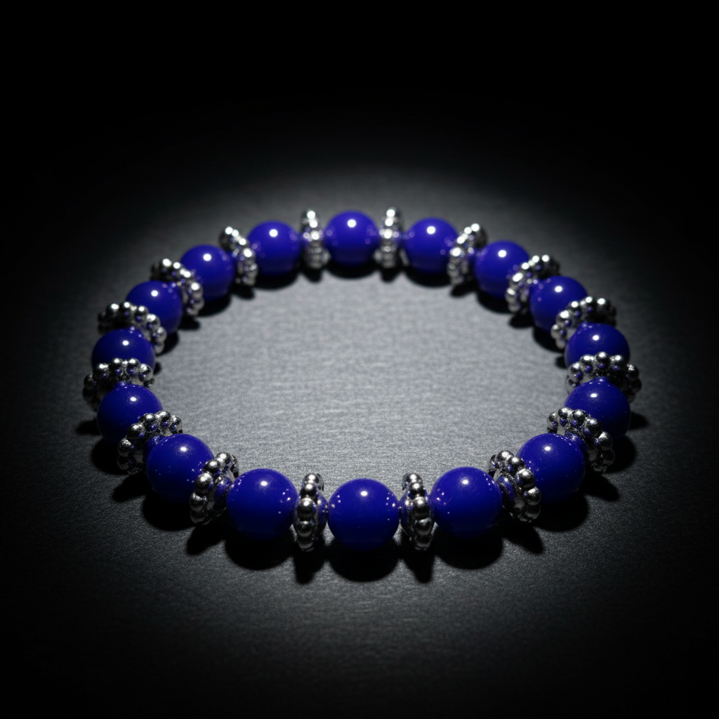 Royal Blue & Silver Beaded Phone Wristlet