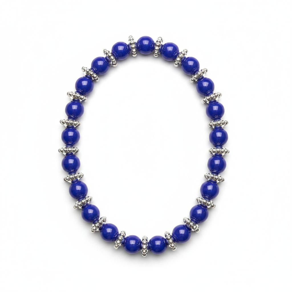 Royal Blue & Silver Beaded Phone Wristlet