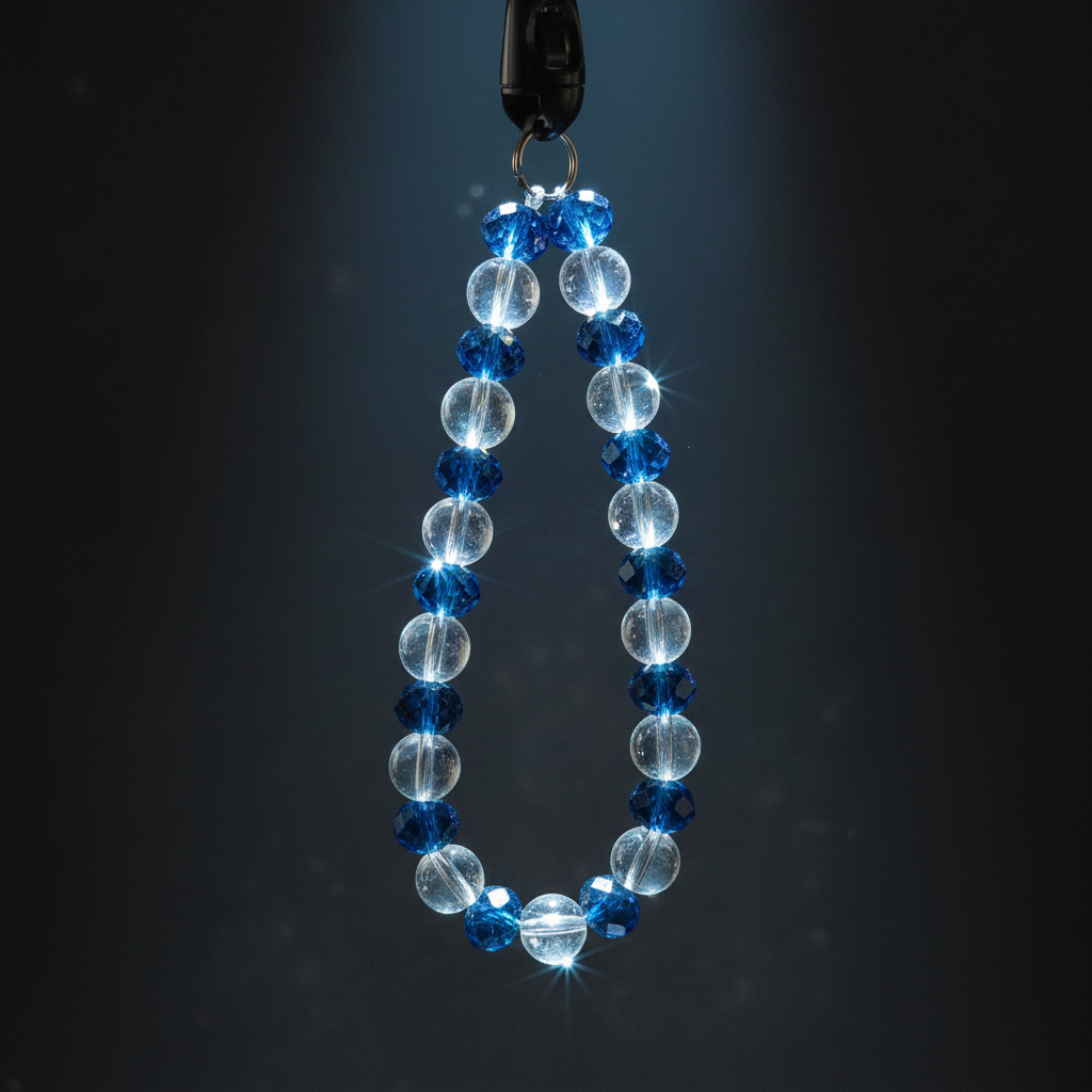 Sapphire & Clear Crystal Beaded Phone Wristlet