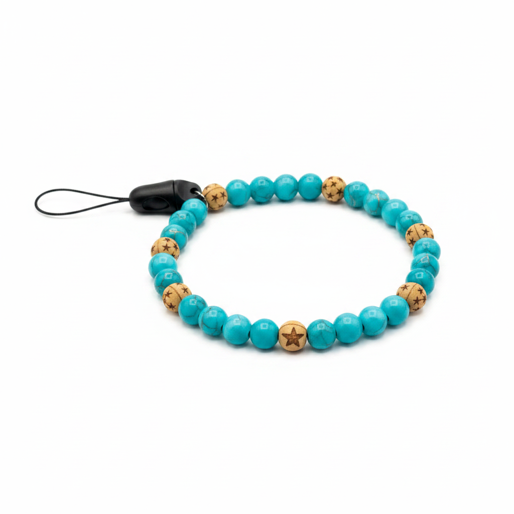 Turquoise Star Beaded Phone Wrist Strap